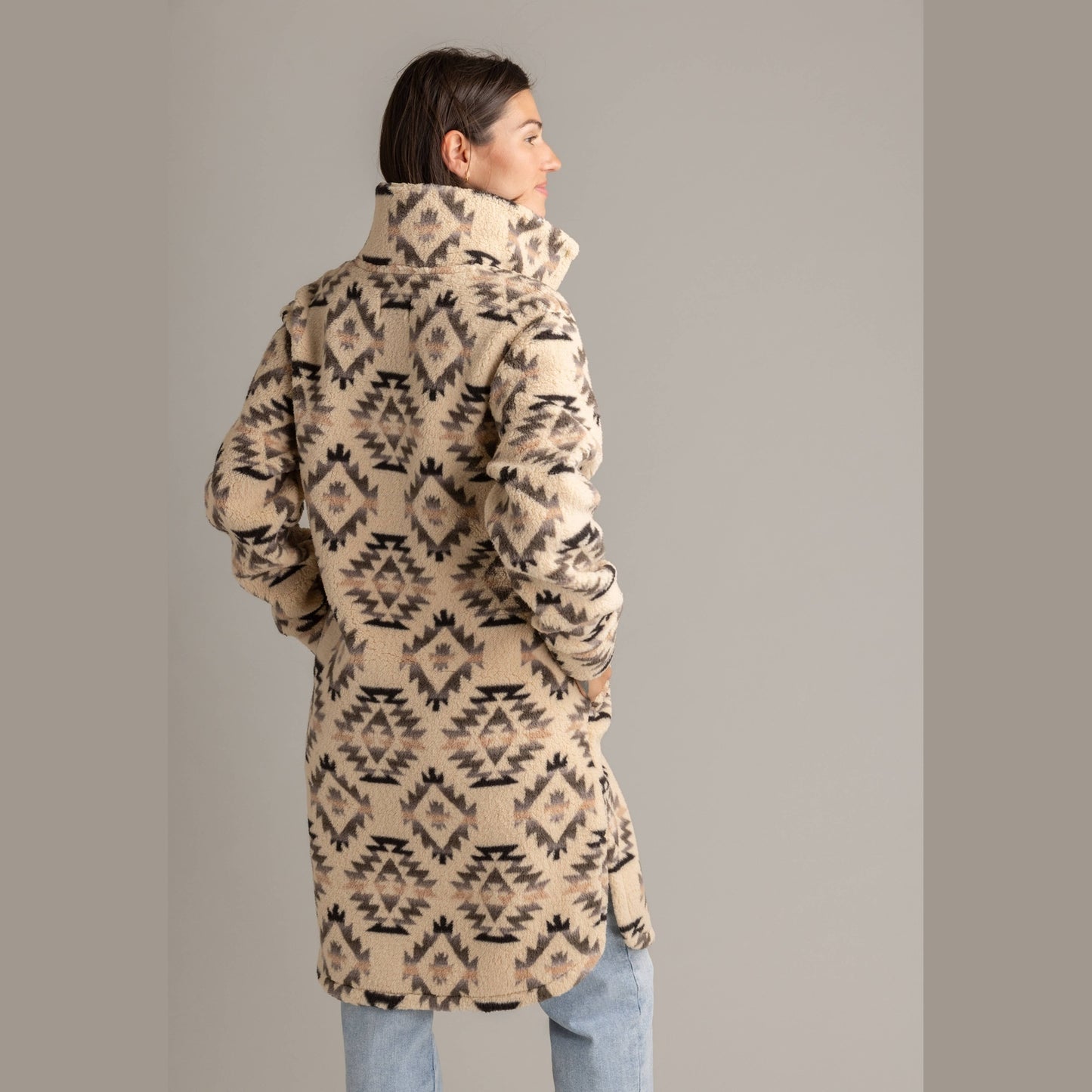 Women's Ainsley Long Sherpa Button Coat