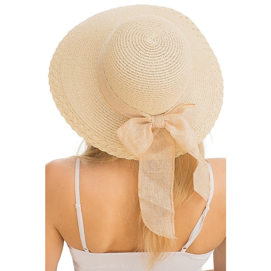 Burlap Ribbon Scallop Trim Visor Derby Sun Hat