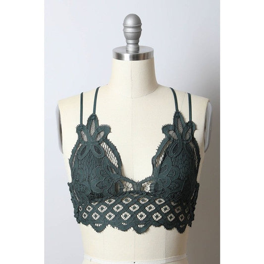 Padded Crochet Lace Longline Bralette
