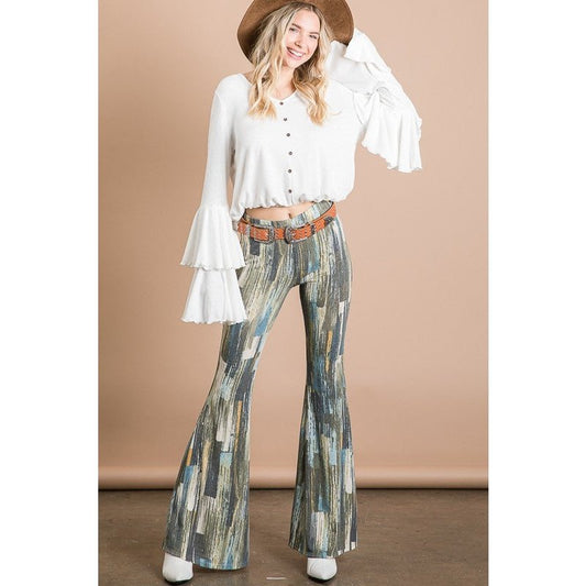 Soft Women's Jersey Multi Print Flare Pants