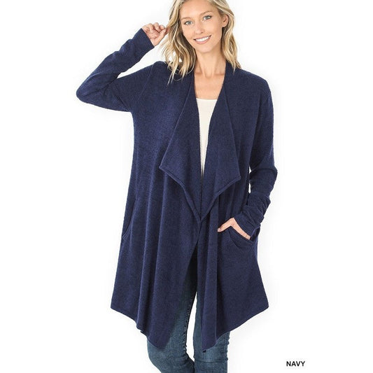 Draped Open Front Cardigan