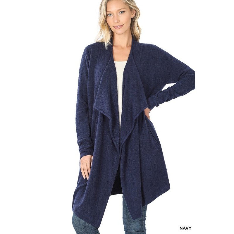 Draped Open Front Cardigan
