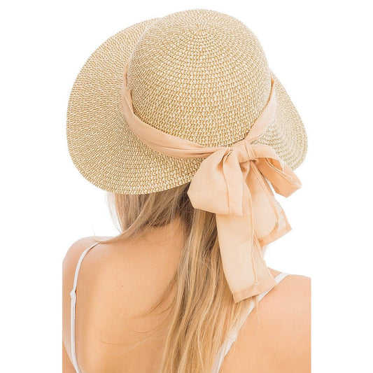Mix Grain Chiffon Ribbon Visor Dome Derby Sun Hat