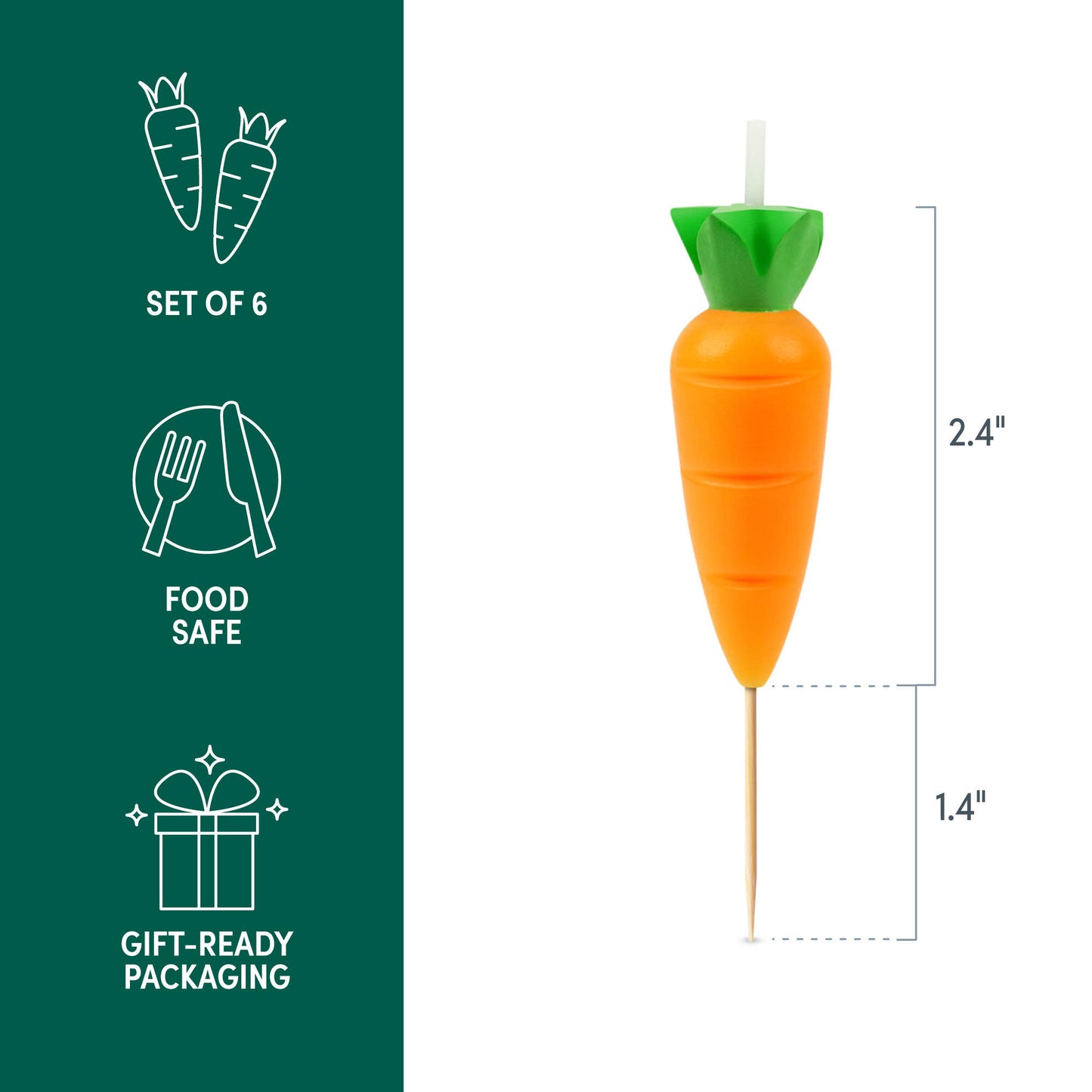 GARDEN PARTY Carrot Candles - Set of 6