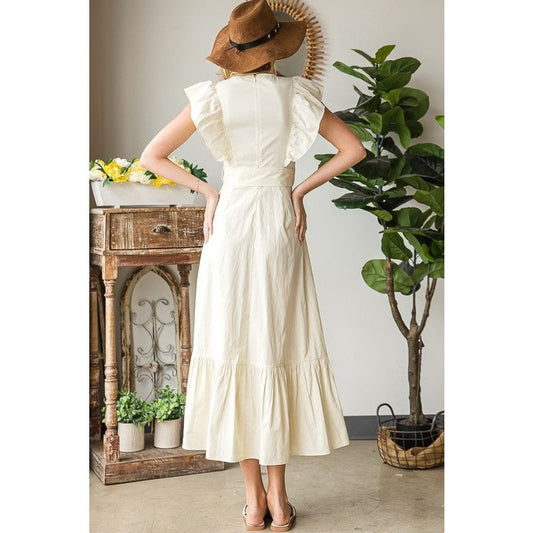 Ruffle Sleeve Tiered Midi Dress