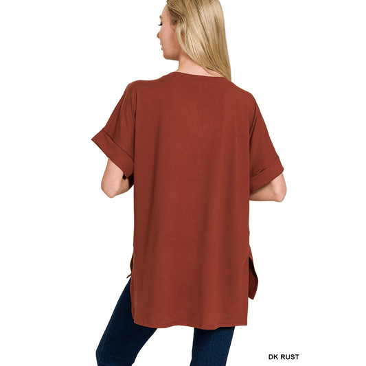 Brushed Short Sleeve V-Neck Shirt