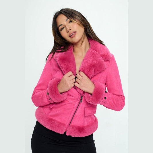 Stacey Vegan Suede Fur Winter Jacket