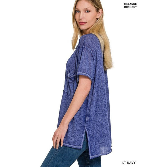 Melange Burnout Hi-Low Top