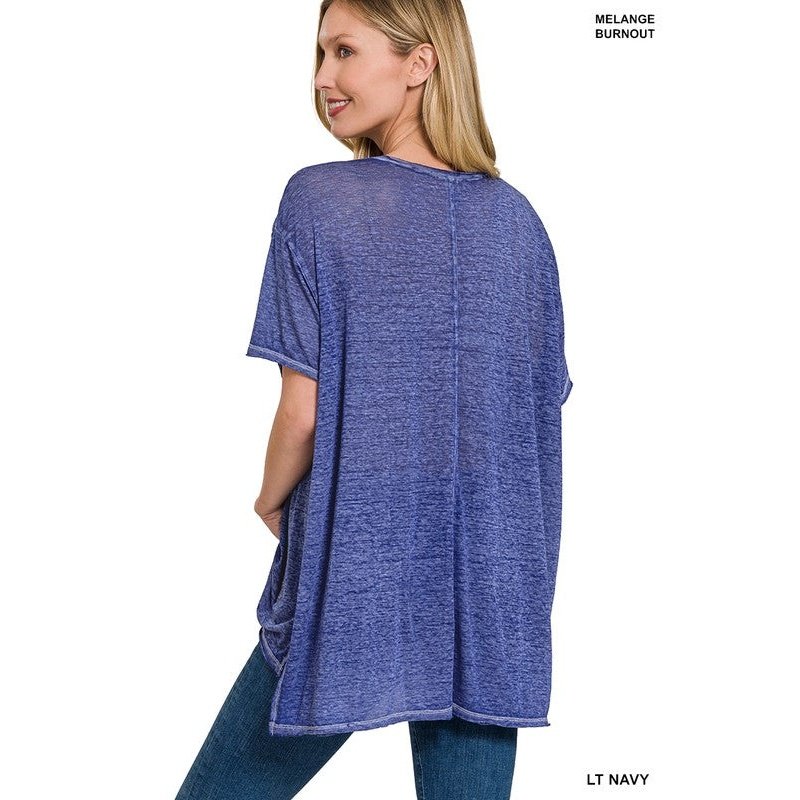 Melange Burnout Hi-Low Top