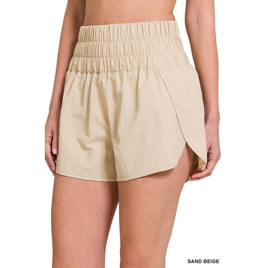 Windbreaker Smocked Running Shorts