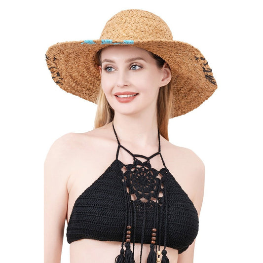 Pack and Go Woven Raffia Straw Floppy Sun Hat