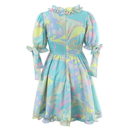 Teal Dreams Short Puff Ruffled Dress