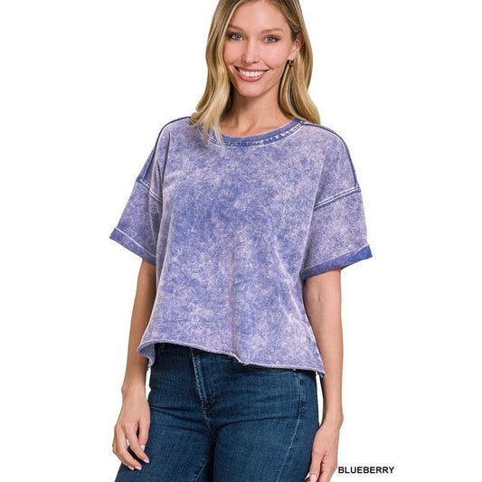 French Terry Acid Wash Crop Top