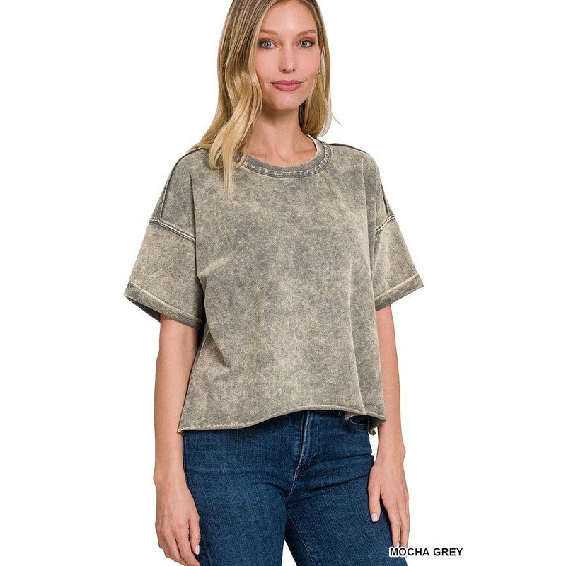French Terry Acid Wash Crop Top