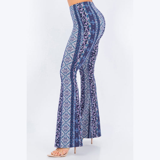 Sweet Blue Filigree Flare Pants