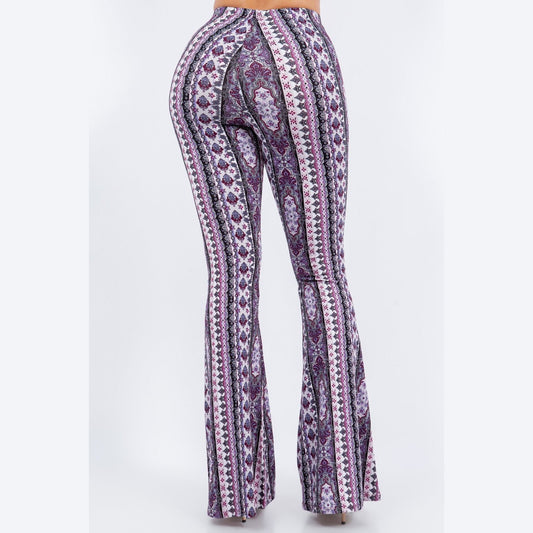 Lavender Floral Filigree Flare Pants