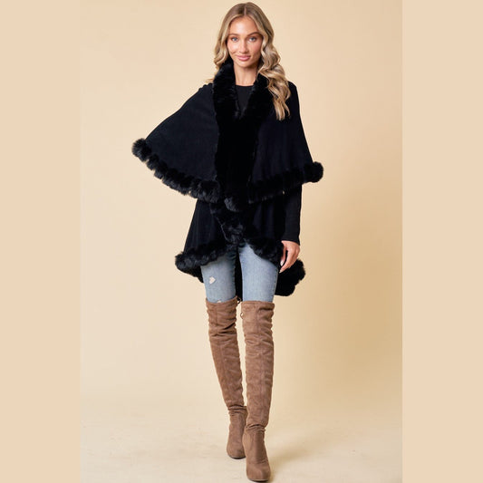 Faux Fur Poncho Wrap