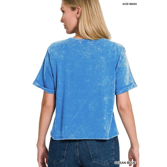 Acid Wash Roll-Cuff Shirt