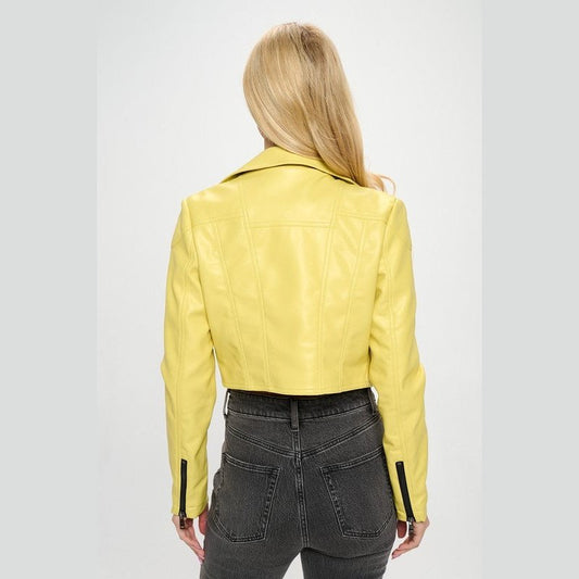 Kill Bill Yellow Cropped Biker Jacket