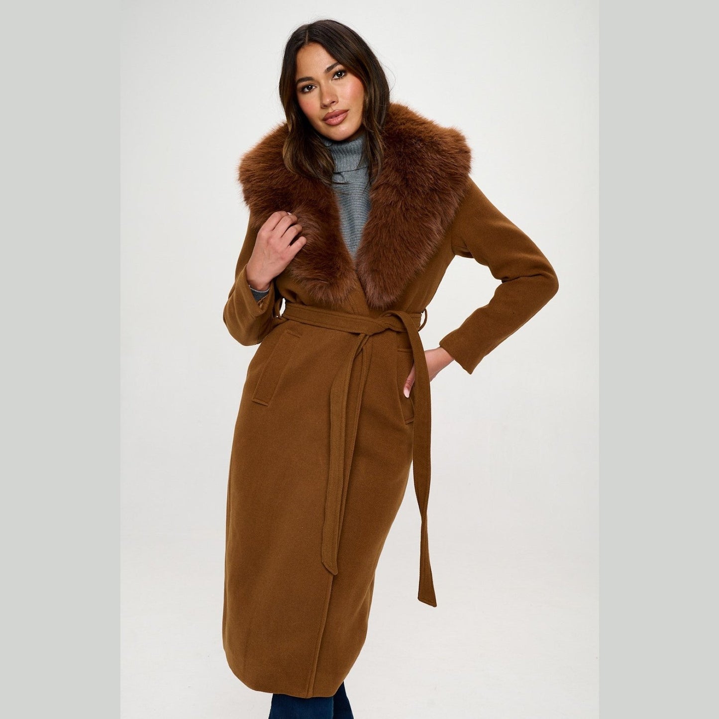 Ella Vegan Fur Lined Wool Coat