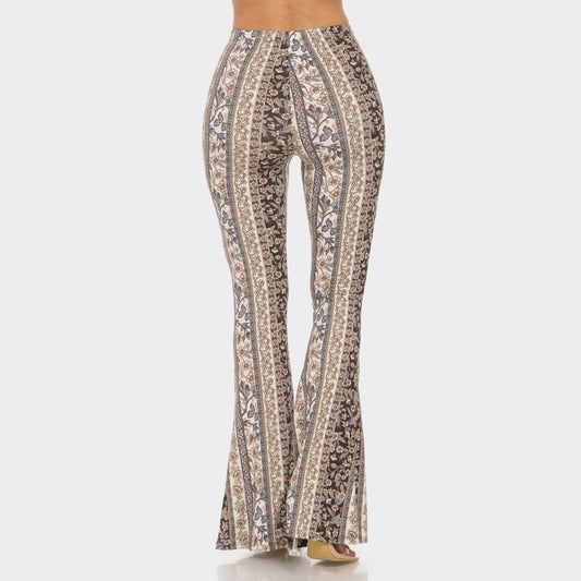 Soft Tawny Floral Flare Pants