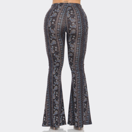Black and Navy Paisley Flare Pants