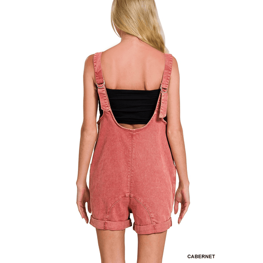 Aster Washed Denim Shorts Romper