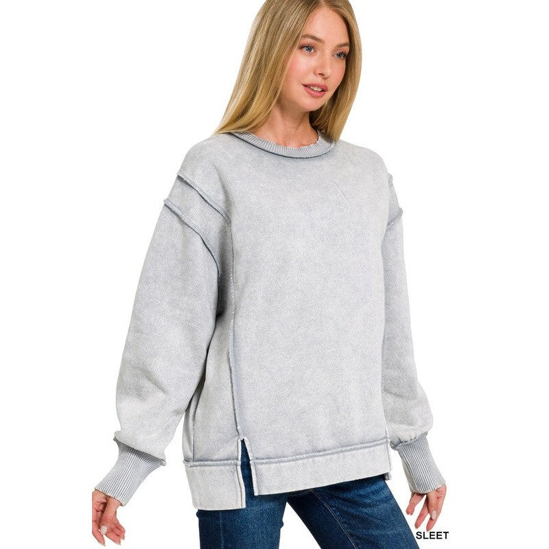 Acid Wash Fleece Sweatshirt - The Feral Market