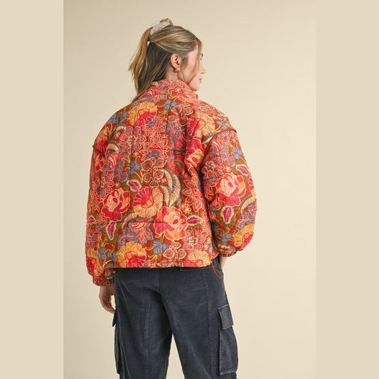 Filly Floral Puff Bomber Jacket