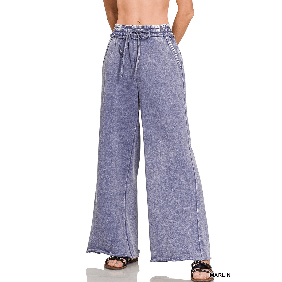 Acid Wash Fleece Palazzo Sweatpants