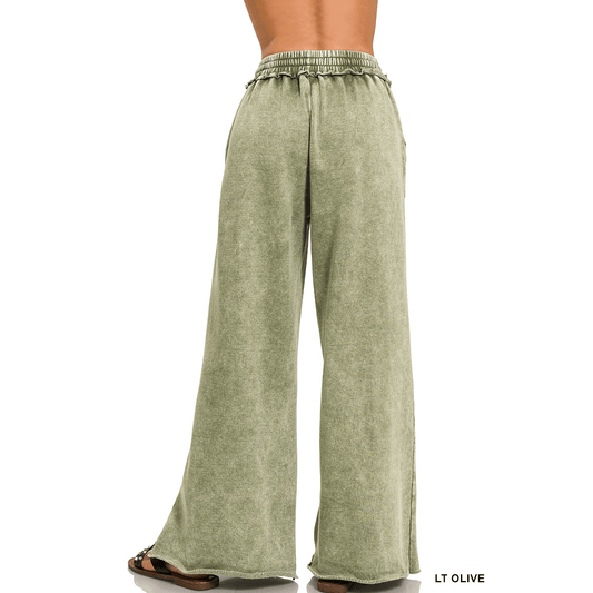 Acid Wash Fleece Palazzo Sweatpants