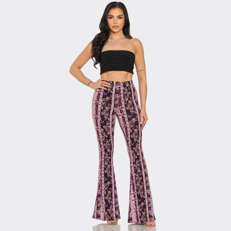 Magenta Florals Flare Pants