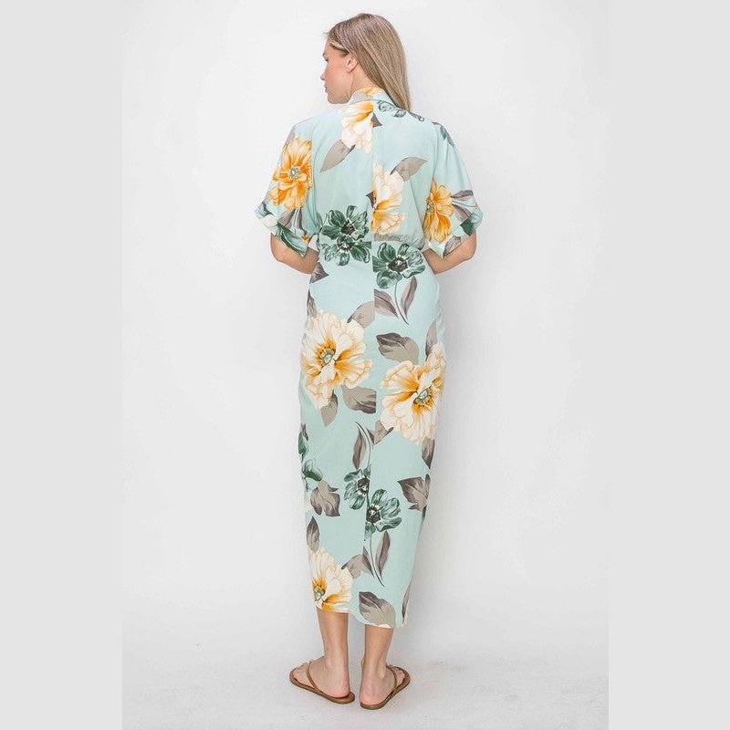 Annessa Floral Tie Front Pleated Dress