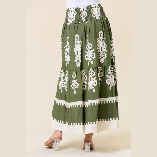 Malinda Elastic Waist Midi Skirt