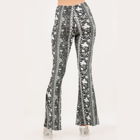 Dark Floral Flare Pants - The Feral Market