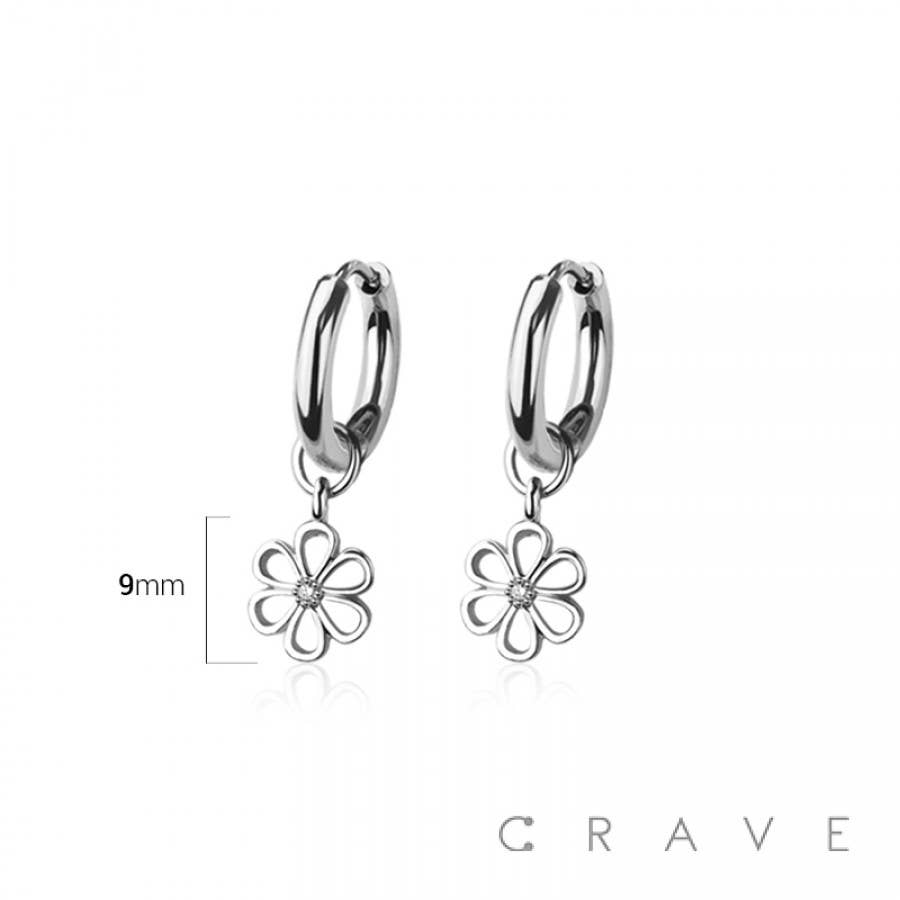 STAINLESS STEEL HUGGIE/HOOP CENTER CZ HOLLOW FL