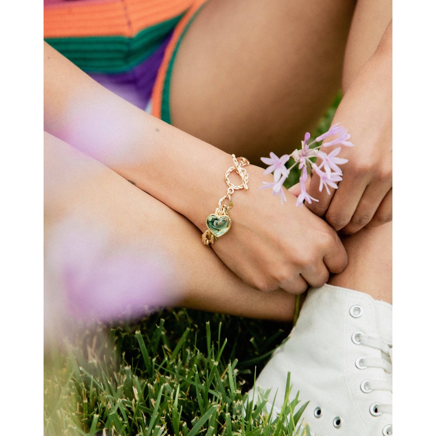 Heart of Gold Toggle Charm Bracelet - Abalone