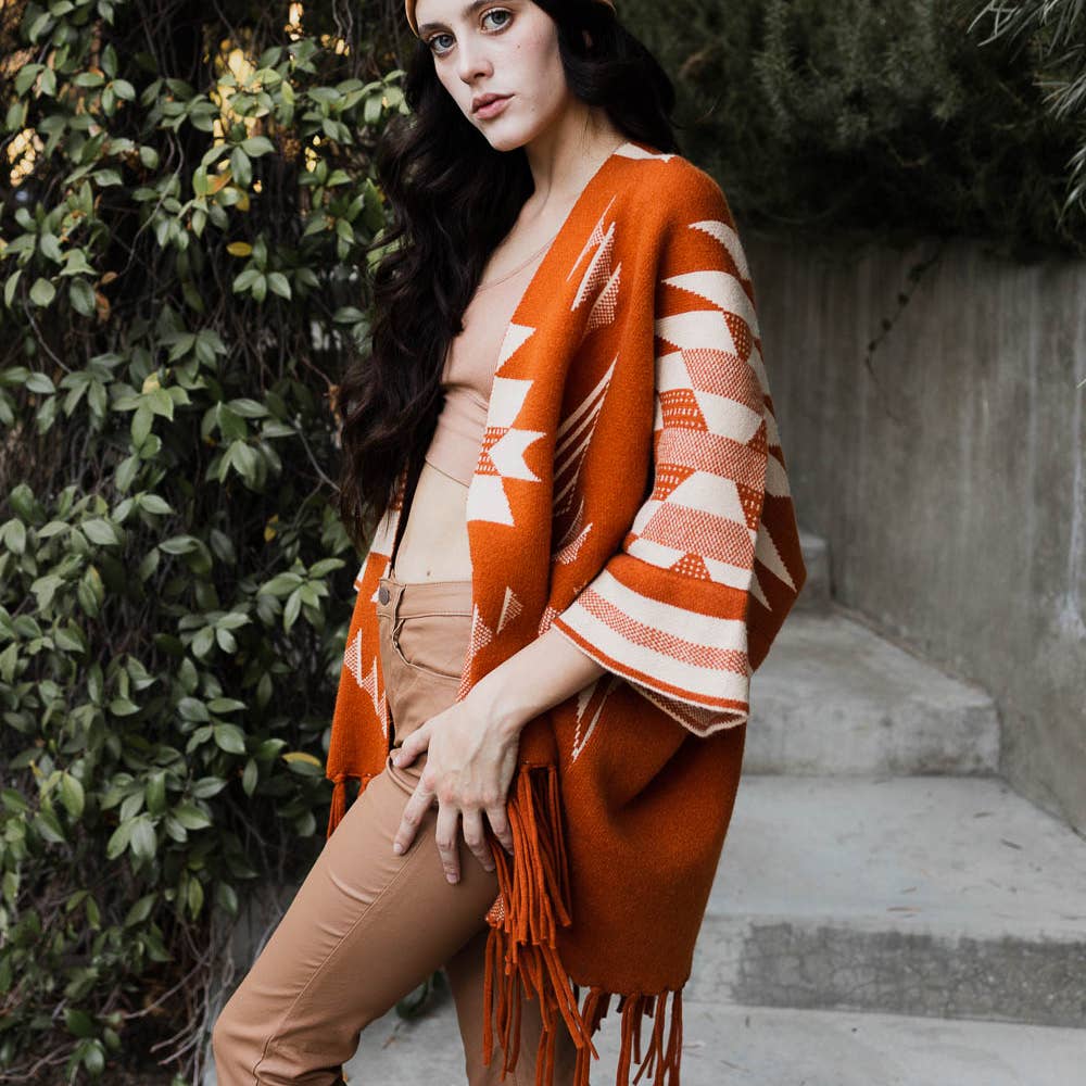 Aztec Luxe Fringed Ruana
