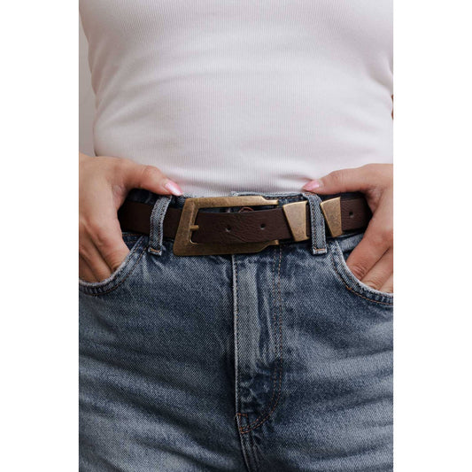 Rectangular Buckle Vegan Leather Belt