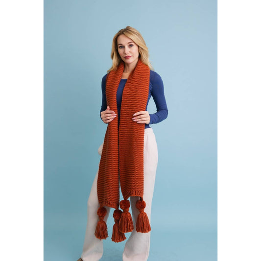 Warm Embrace Knit Scarf with Poms