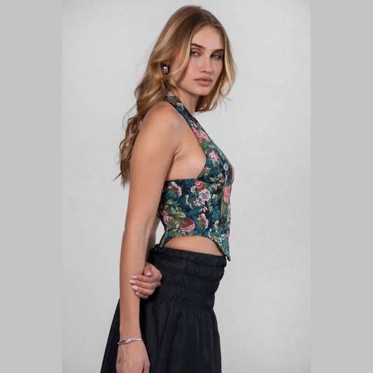 ADRIE Floral Printed Halter Cami Top