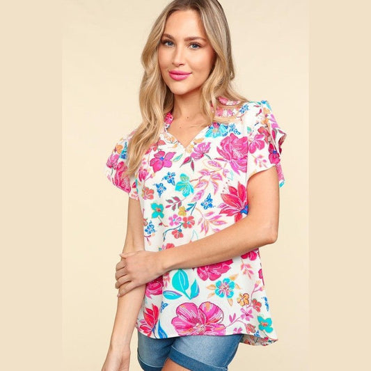 Sequin Floral Blouse Top
