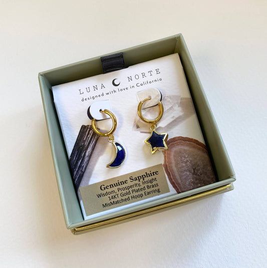 Sky Gazing Mismatched Hoop Earrings- Sapphire