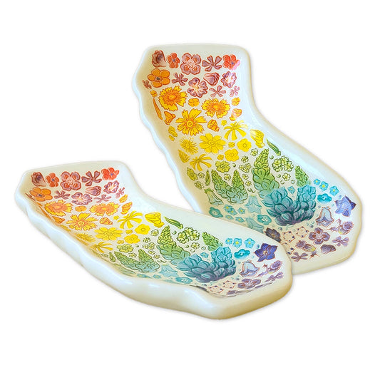 California Shaped Floral Rainbow Trinket Tray - The Feral Market