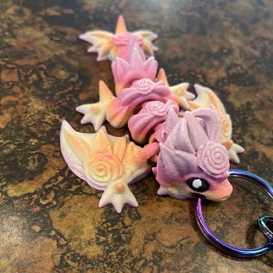 3D Printed Baby Rose Dragon Keychain