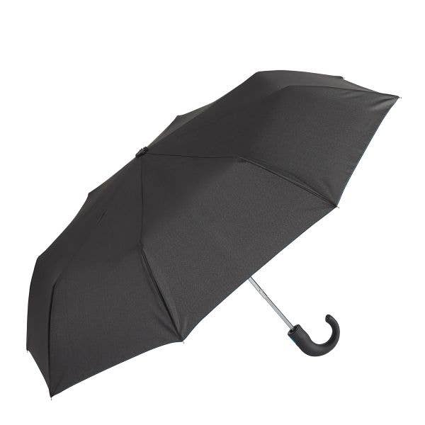 GOTTA Auto Folding Black Umbrella. Crooked handle - The Feral Market