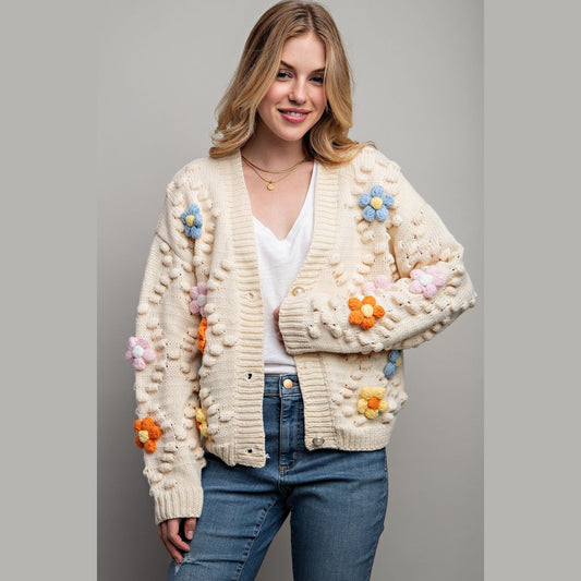 Penelope 3D Flower Sweater Cardigan