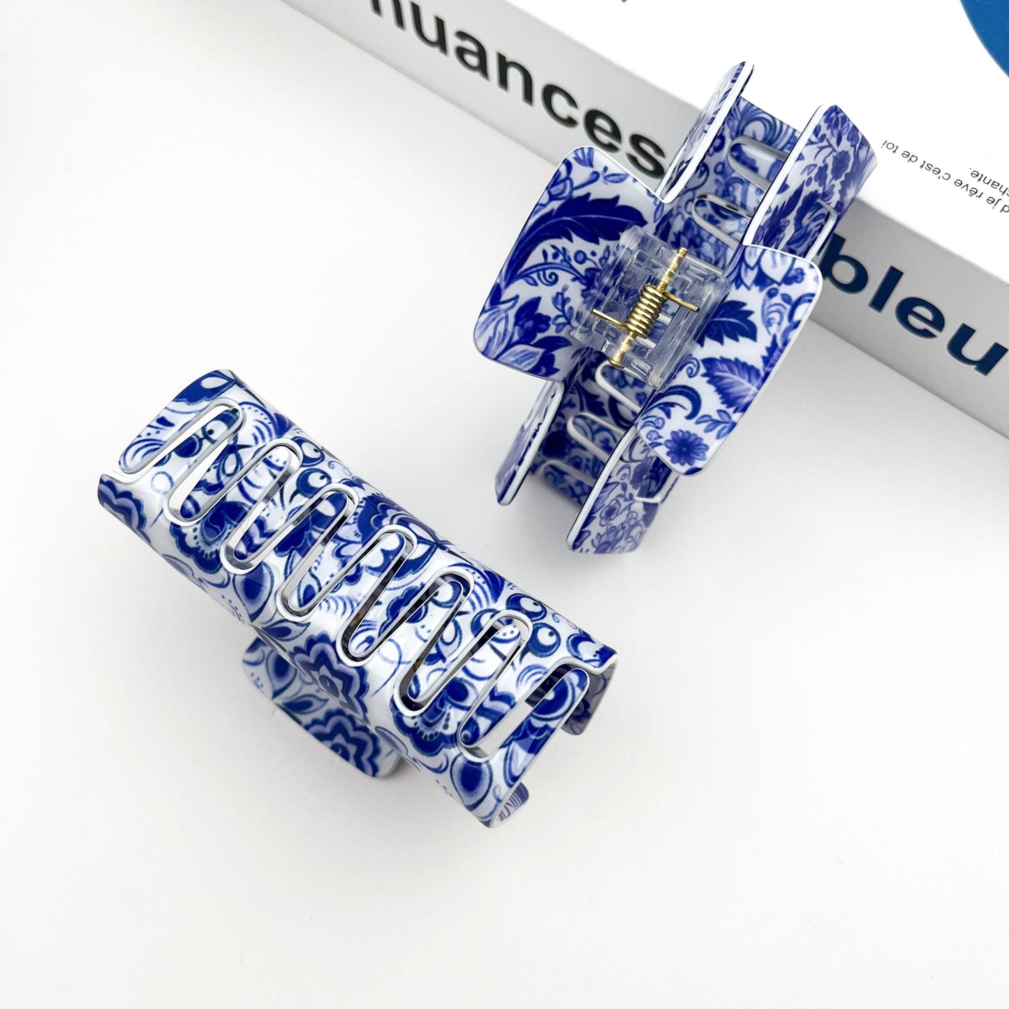 Blue and White Porcelain Pattern Hair Claw Clip - The Feral Market