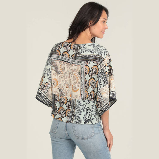 Mint Boho Flowy Top with Waist Tie