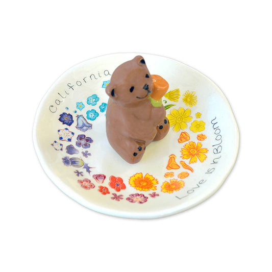 Floral Rainbow Trinket Tray with Bear, "Love Is in Bloom" - The Feral Market
